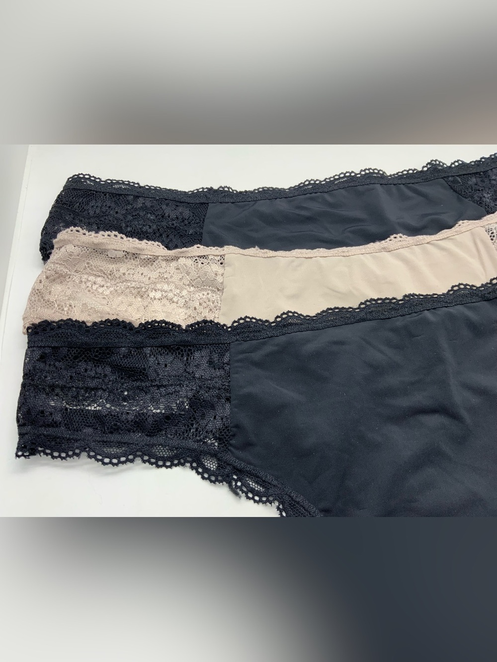 Honeydew Intimates Lace-Trim Thong Panties - Black & Nude